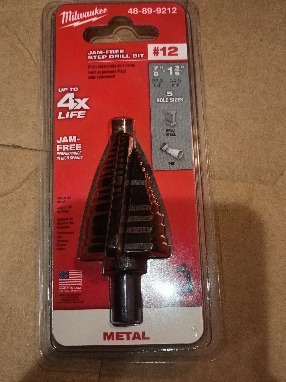 Milwaukee #12 Jam-Free Step Drill Bit - NIB